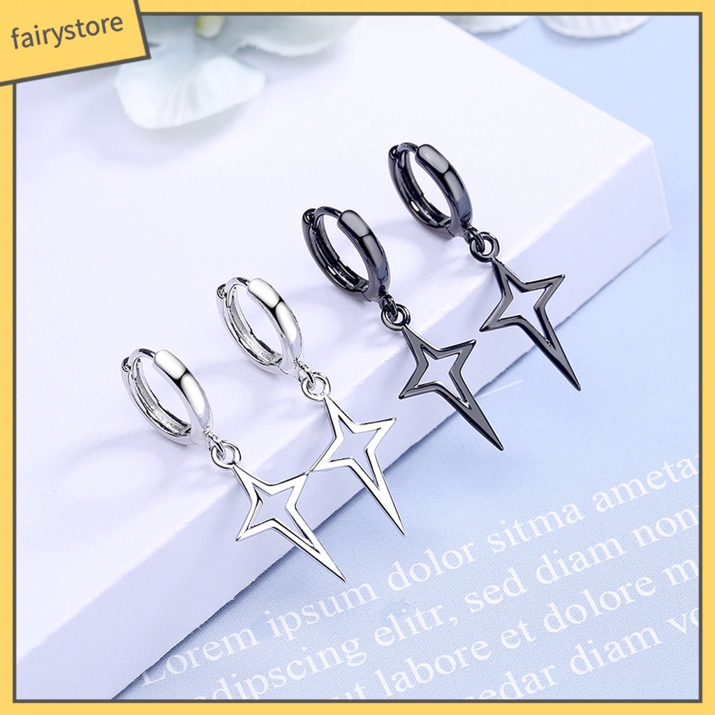 1 Đôi Bông Tai Hình Ngôi Sao Màu Trơn Phong Cách Hip hop Dành Cho Nữ