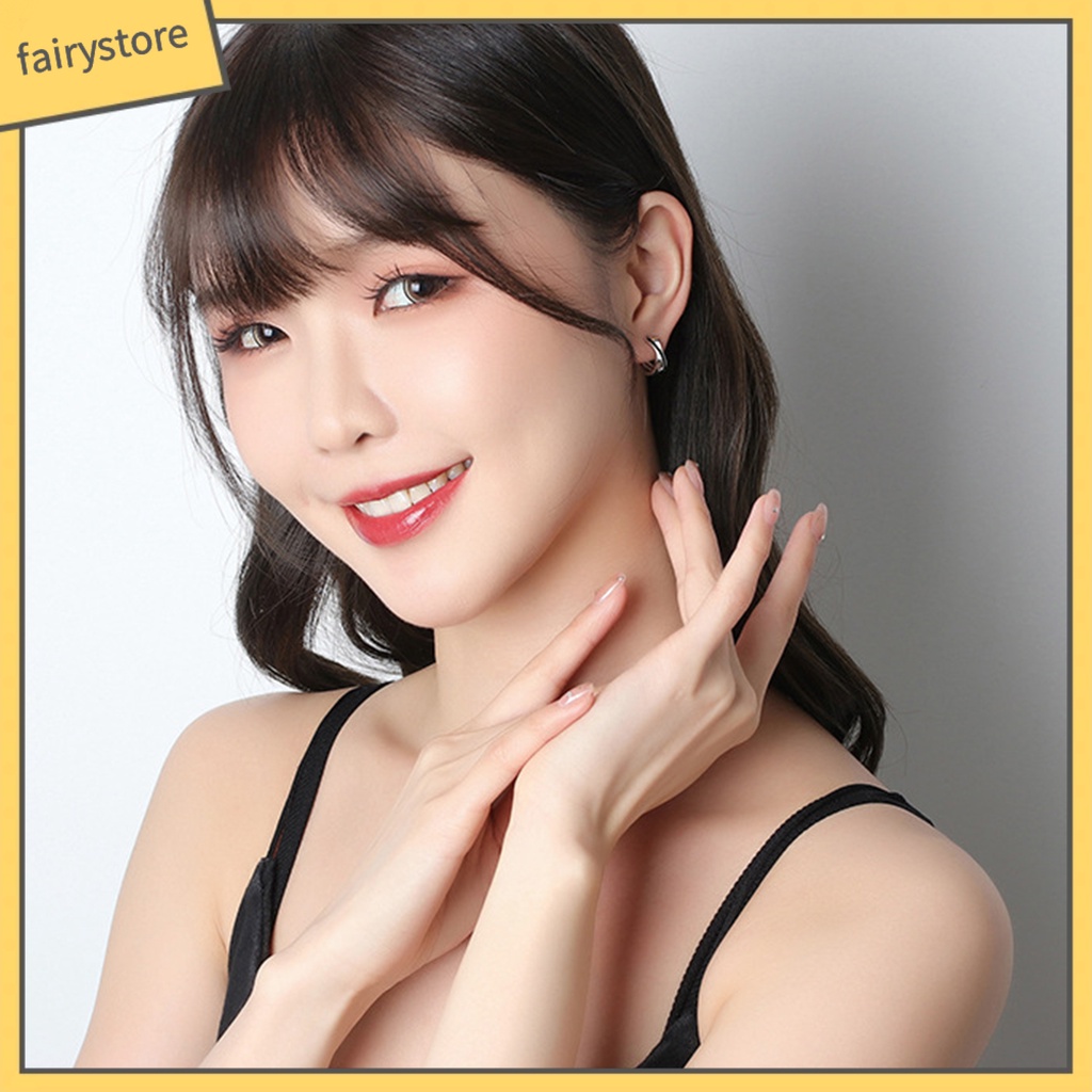 1 Đôi Bông Tai Tròn Màu Sắc Tương Phản Phong Cách Hip Hop Dành Cho Nữ