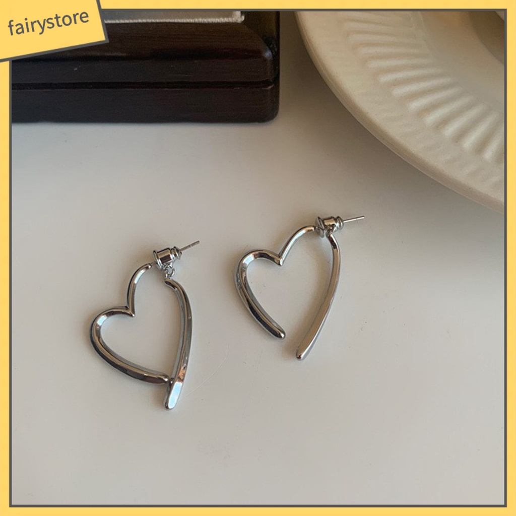 1 Đôi Bông Tai Xỏ Lỗ Hình Trái Tim Phong Cách Pháp Tối Giản Thời Trang Dành Cho Nữ