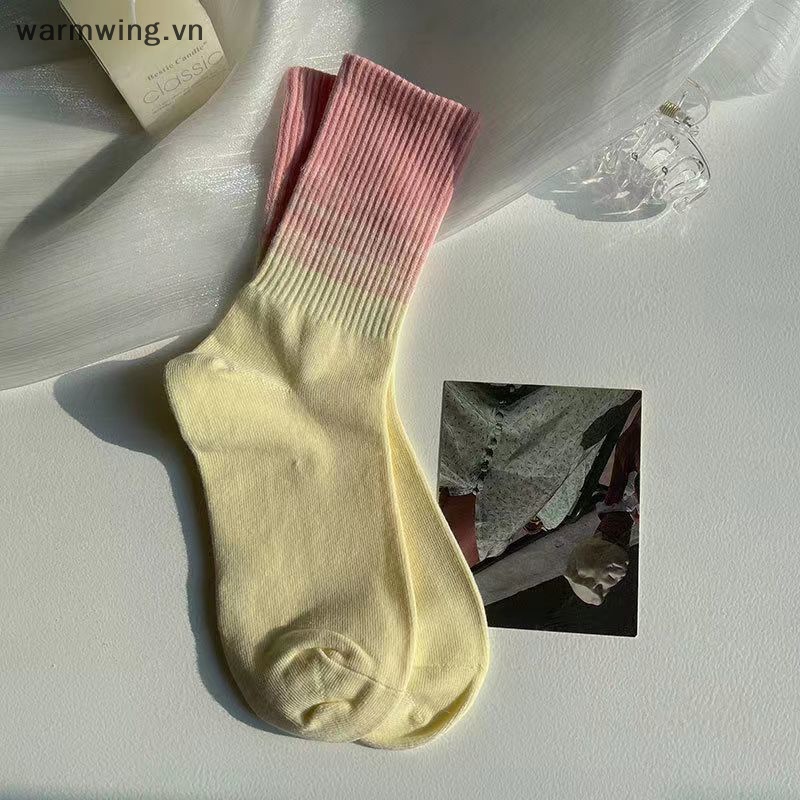 1 Đôi Tất Cotton Màu Gradient Thời Trang Xuân Thu Cho Nữ