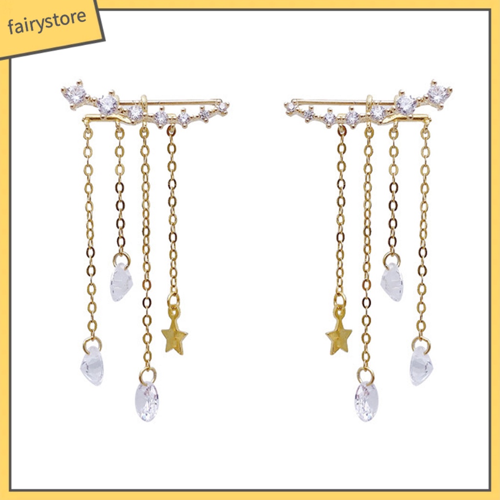 1 Đôi Bông Tai Dáng Dài Đính Đá Lấp Lánh Thời Trang Cao Cấp