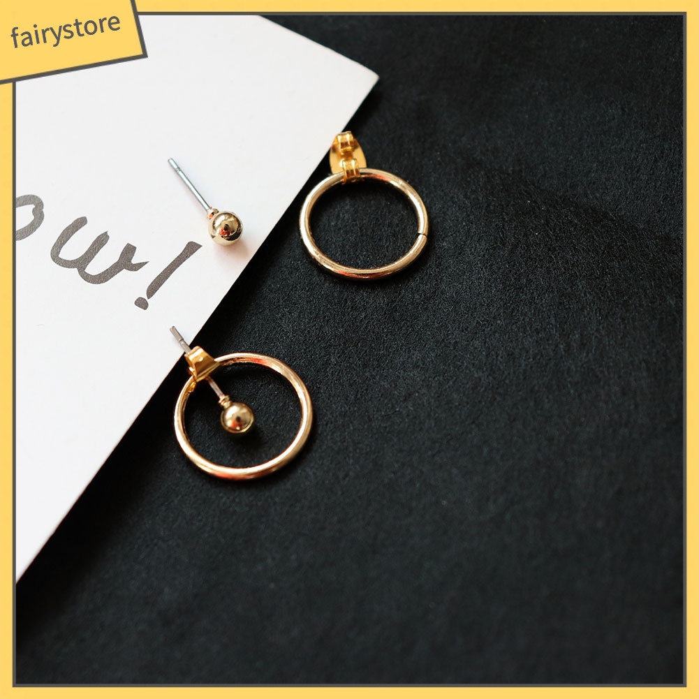 Bông Tai Hình Tròn Hai Mặt Thiết Kế Đục Lỗ Đơn Giản Thời Trang Cho Nữ