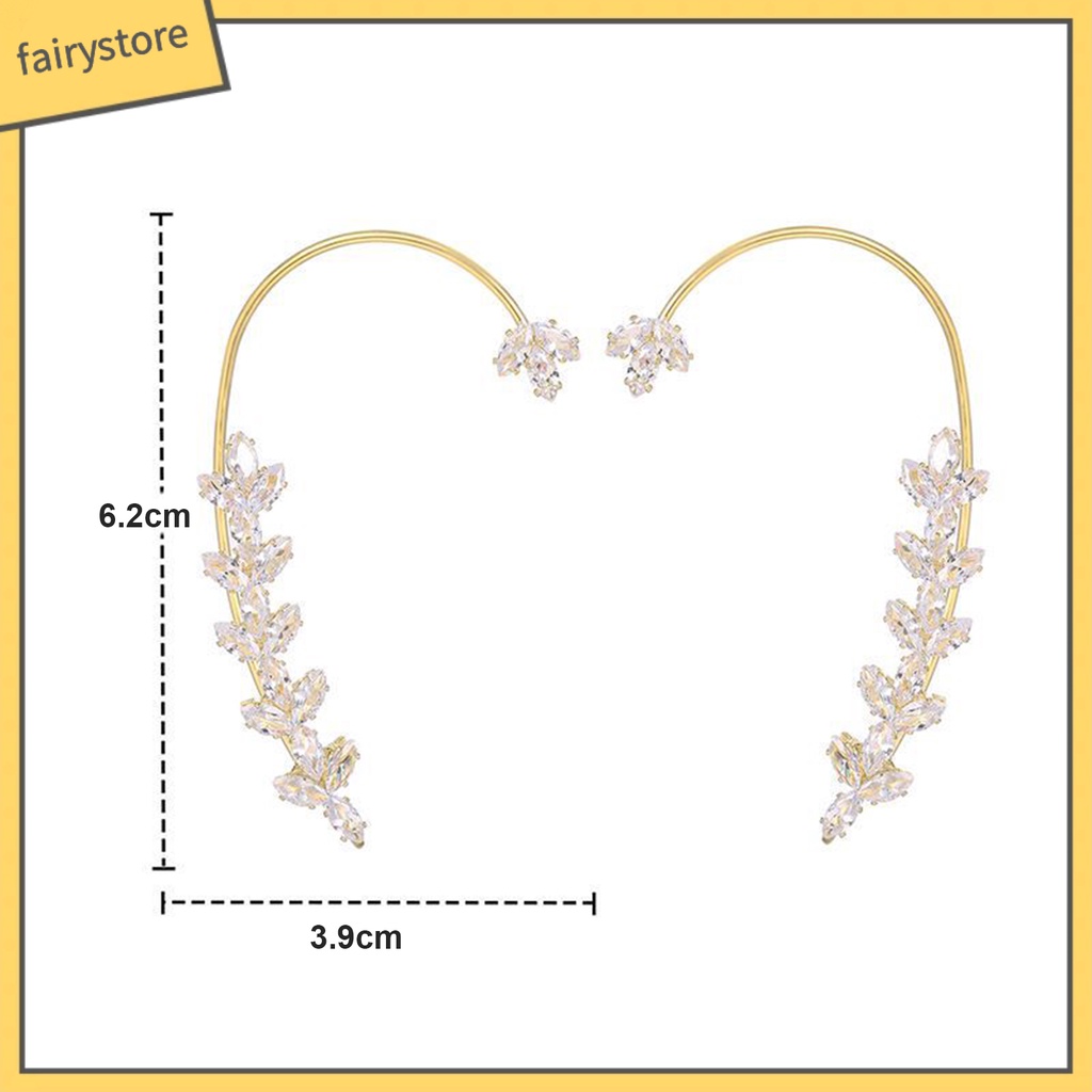 [FRO] 1 Bông Tai Kẹp Không Xỏ Lỗ Hình Học Đính Đá Lấp Lánh Sang Trọng Chống Phai Màu Trang Sức Đơn Giản