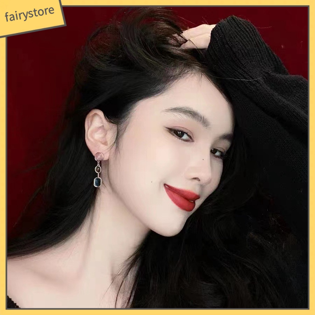 1 Đôi Bông Tai Đá Tự Nhiên Màu Sắc Tương Phản Thanh Lịch