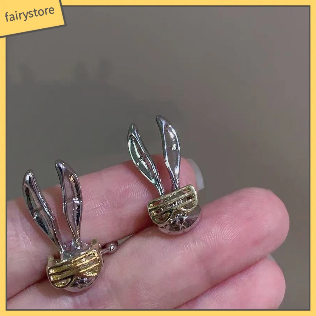 1 Đôi Khuyên Kẹp Vành Tai / Kính Mát Hình Thỏ Phong Cách Hip Hop Punk Thời Trang