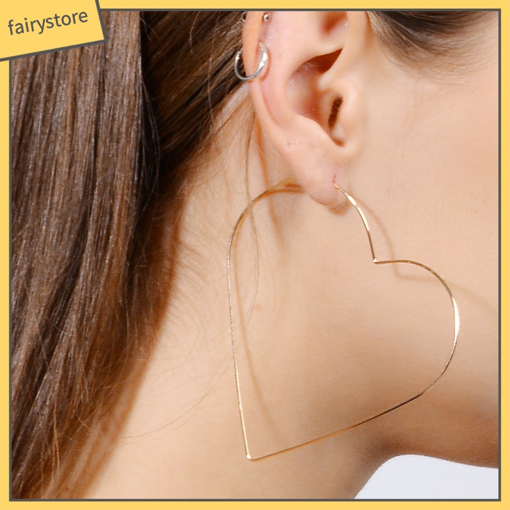 Bông Tai Hình Ngôi Sao / Trái Tim Cỡ Lớn Đơn Giản Thời Trang Cho Nữ