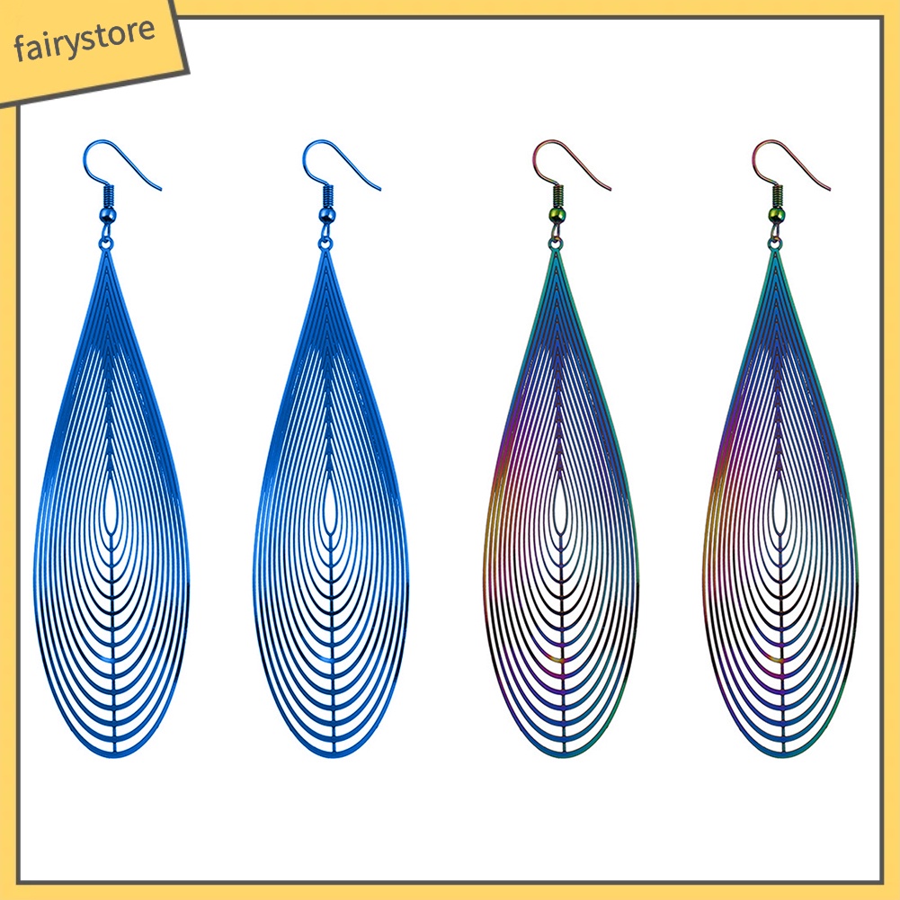 Bông Tai Hình Giọt Nước Bằng Thép Không Gỉ Màu Cầu Vồng Thời Trang Dành Cho Nữ