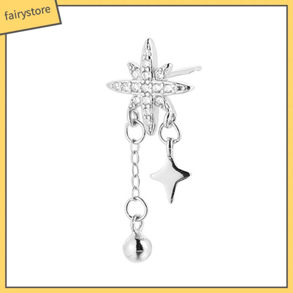 1 Bông Tai Hình Ngôi Sao / Bóng Tròn Đính Đá Phong Cách Hàn Quốc Dành Cho Nữ