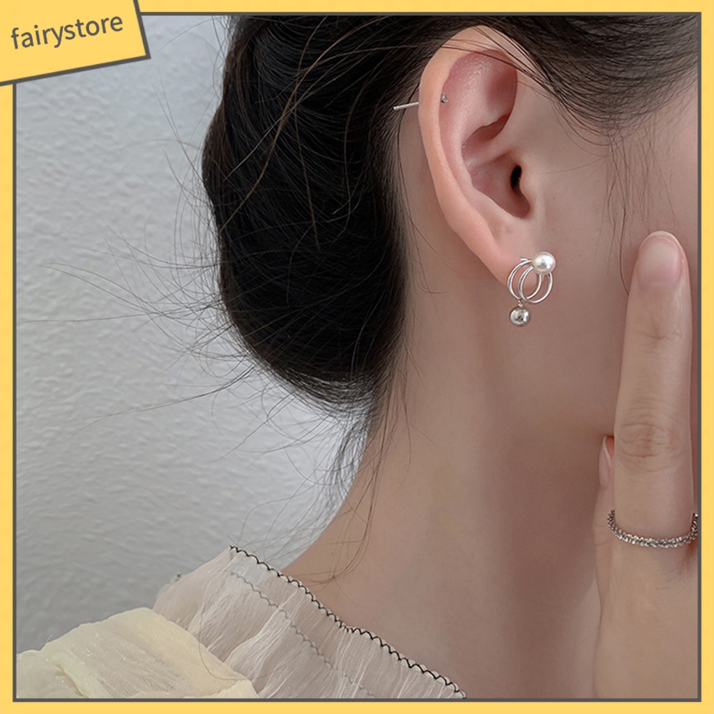 1 Đôi Bông Tai Đính Ngọc Trai Nhân Tạo Phong Cách Hàn Quốc Thanh Lịch Dành Cho Nữ