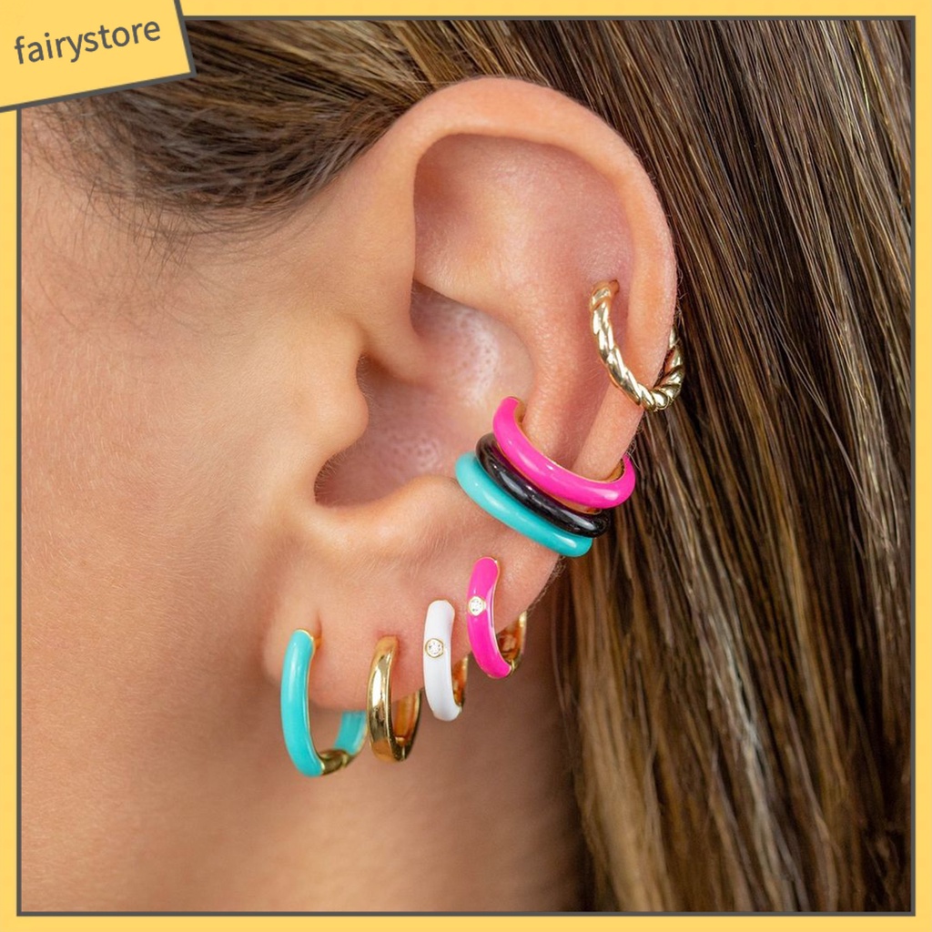 1 Đôi Bông Tai Tròn Đính Đá Zircon Bằng Hợp Kim Tinh Tế Dành Cho Nữ