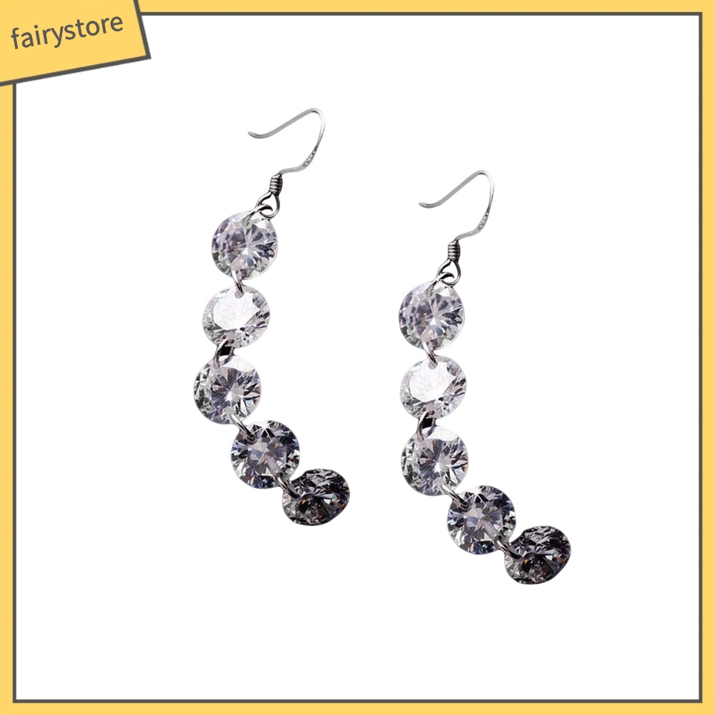 Bông Tai Dài Đính Đá Zircon Thời Trang Dành Cho Nữ