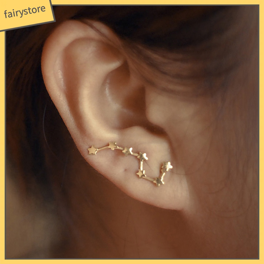 Đôi Khuyên Tai Kẹp Hình Sao Băng Đính Đá Thời Trang Cho Nữ
