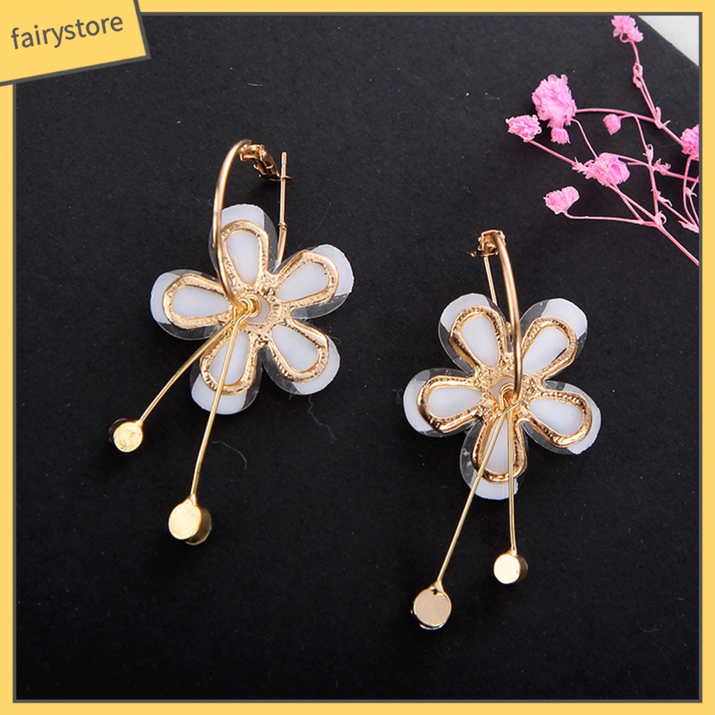 1 Đôi Bông Tai Dáng Dài Hình Hoa Đính Đá Thời Trang Cho Nữ