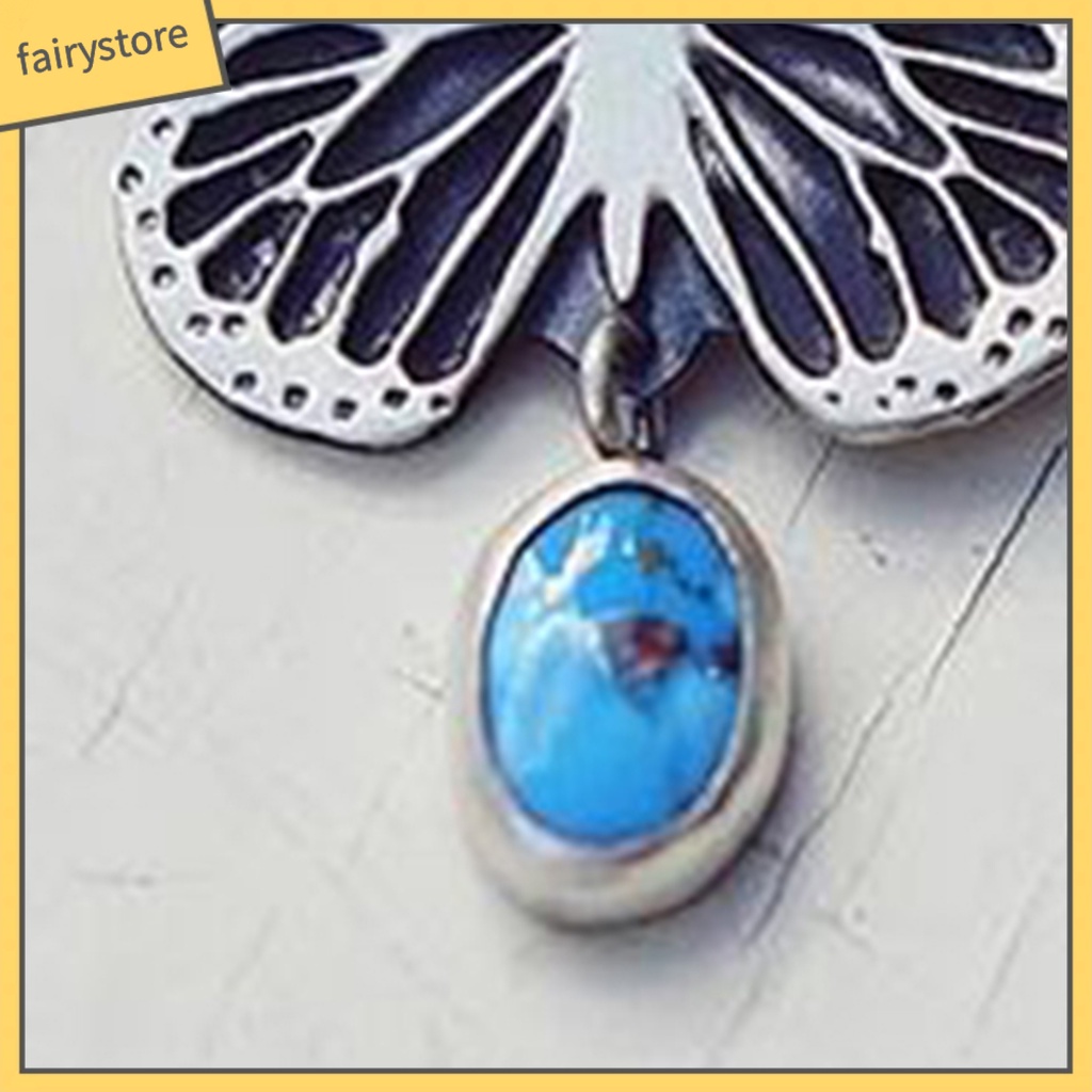 1 Đôi Bông Tai Hình Học Đính Đá Ngọc Lam Nhân Tạo Phong Cách Boho Thời Trang Cho Nữ