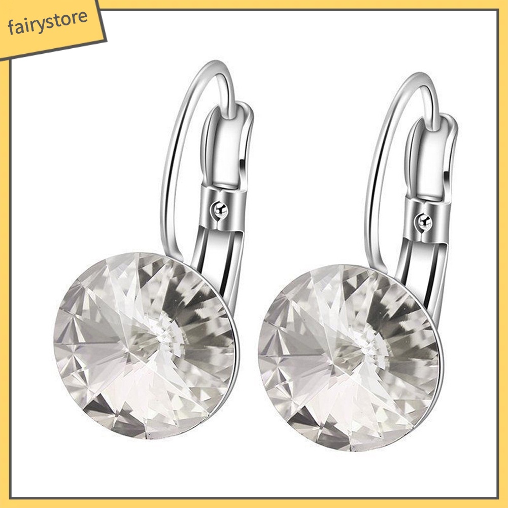 Đôi Bông Tai Hình Tròn Đính Đá Thời Trang Cho Nữ