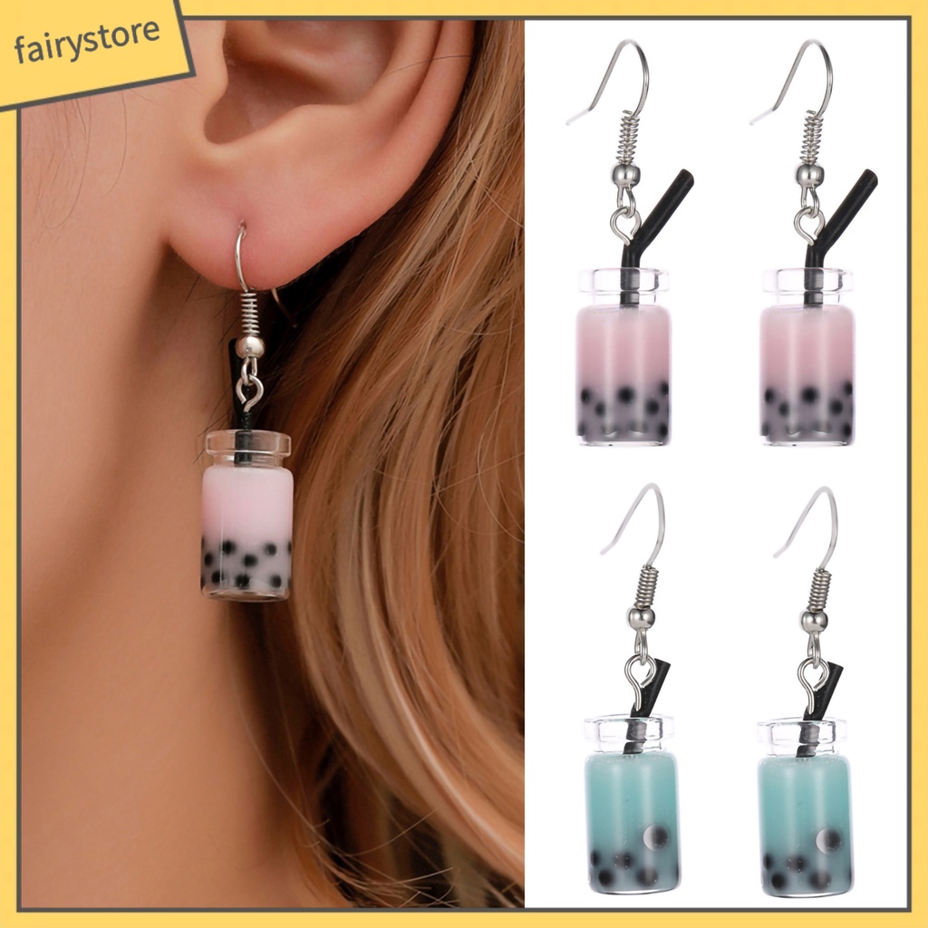 Bông Tai Dáng Dài Hình Ly Trà Sữa Độc Đáo Thời Trang Dự Tiệc Cho Nữ