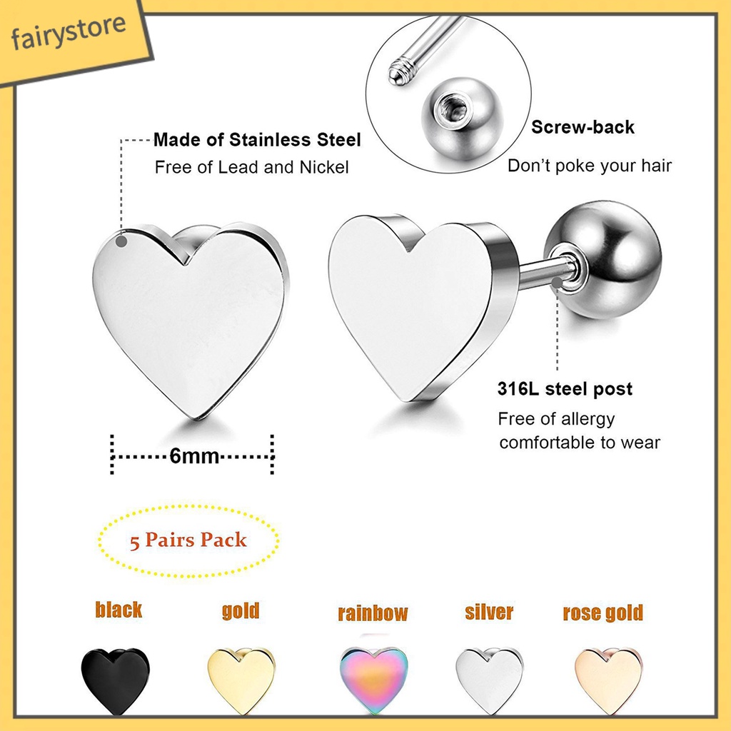 1 Khuyên Xỏ Sụn Tai Hình Trái Tim Mạ Điện Sáng Bóng Không Gây Dị Ứng Thoải Mái Thích Hợp Làm Quà Tặng Trang Sức Cho Nam Và Nữ