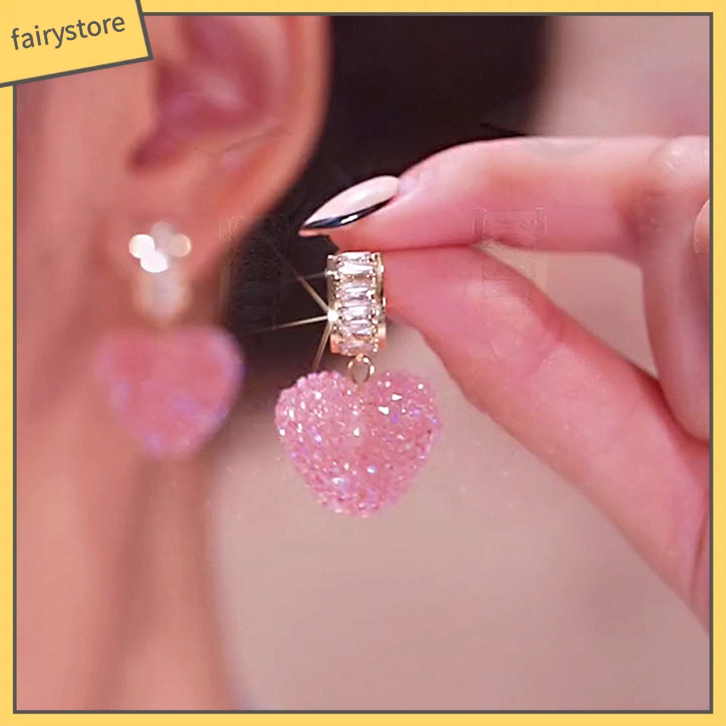 1 Đôi Bông Tai Hình Học Đính Đá Zirconia Màu Hồng Chống Rơi Vỡ Thích Hợp Làm Quà Sinh Nhật Cho Bạn Gái