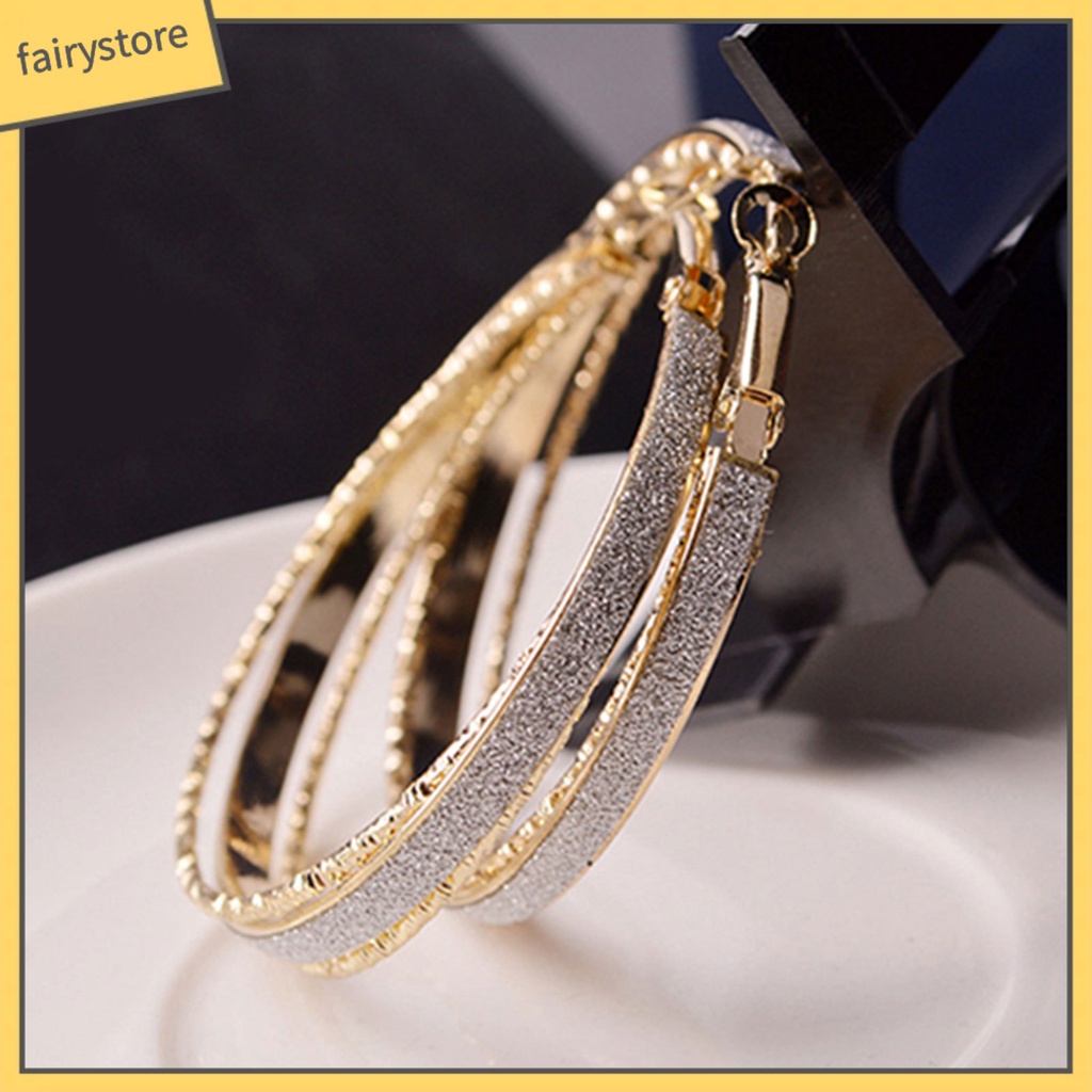 1 Đôi Bông Tai Tròn Hợp Kim Lấp Lánh Thời Trang Cho Nữ