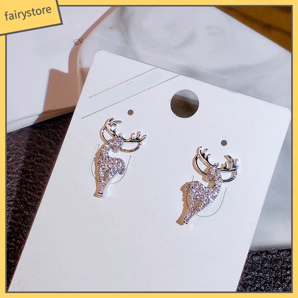 Bông Tai Mạ Bạc Hình Hươu Đính Đá Thời Trang Dành Cho Nữ