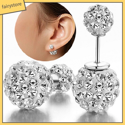 Bông Tai Mạ Bạc Đính Đá Hai Công Dụng Dành Cho Nữ