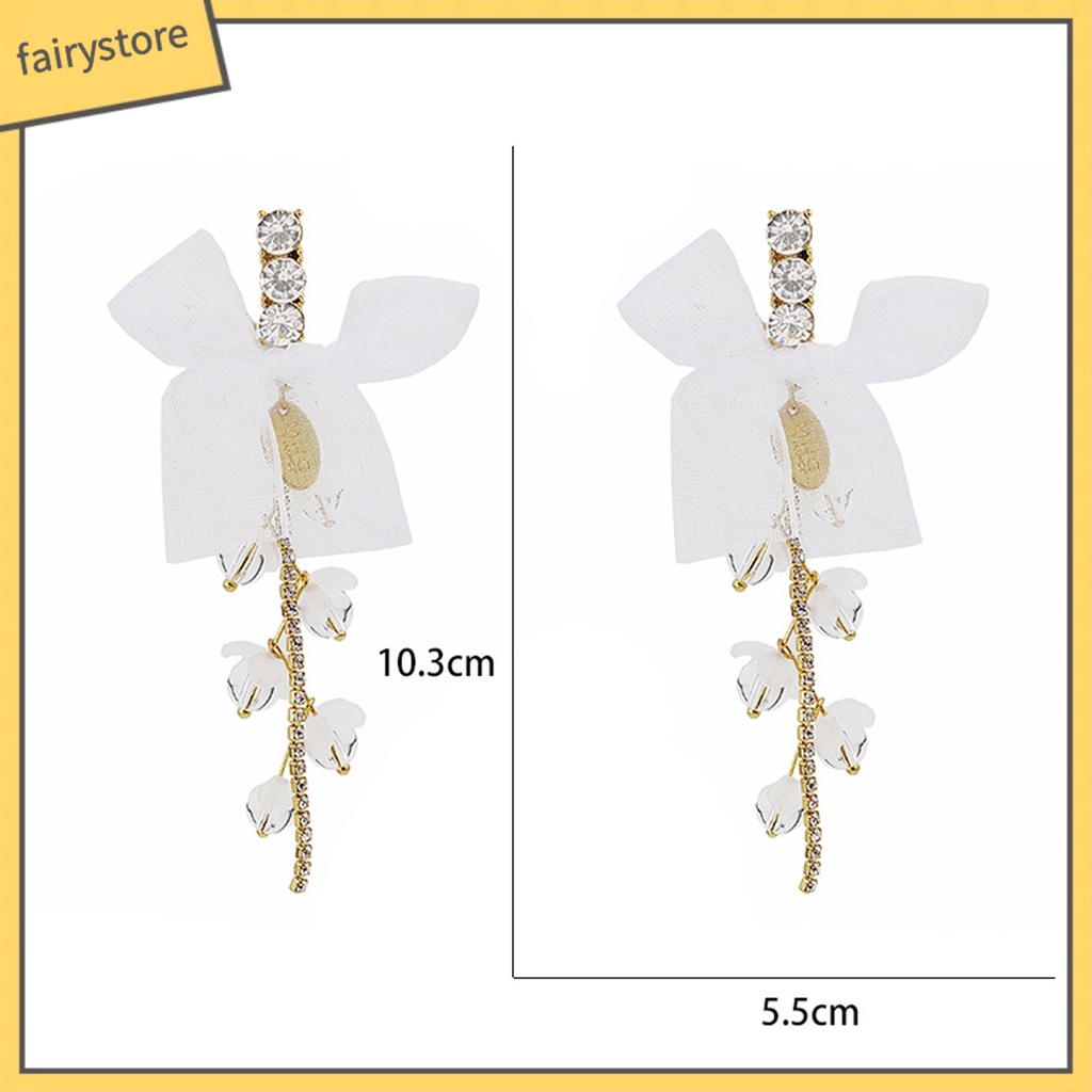 [FRO] 1 Đôi Bông Tai Hoa Tua Rua Dát Đá Giả Kim Cương Bóng Cao Không Gây Dị Ứng Ngọt Ngào Cho Nữ