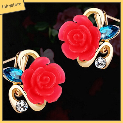 Bông Tai Hình Hoa Hồng Bằng Resin Dễ Thương Cho Nữ