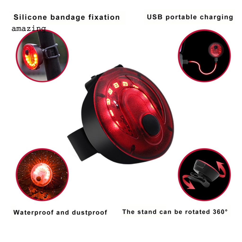 Đèn Cảnh Báo Chống Thấm Nước Có Thể Sạc Lại Bằng Cổng USB Dành Cho Xe Đạp