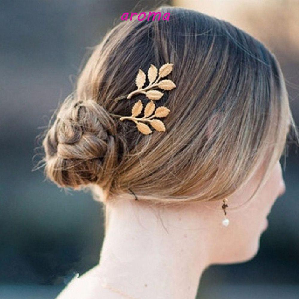 Set 2 Quà Tặng Hình Chiếc Lá Bằng Kim Loại Dễ Thương Xinh Xắn|Kẹp Tóc Thiết Kế Đơn Giản Tiện Dụng