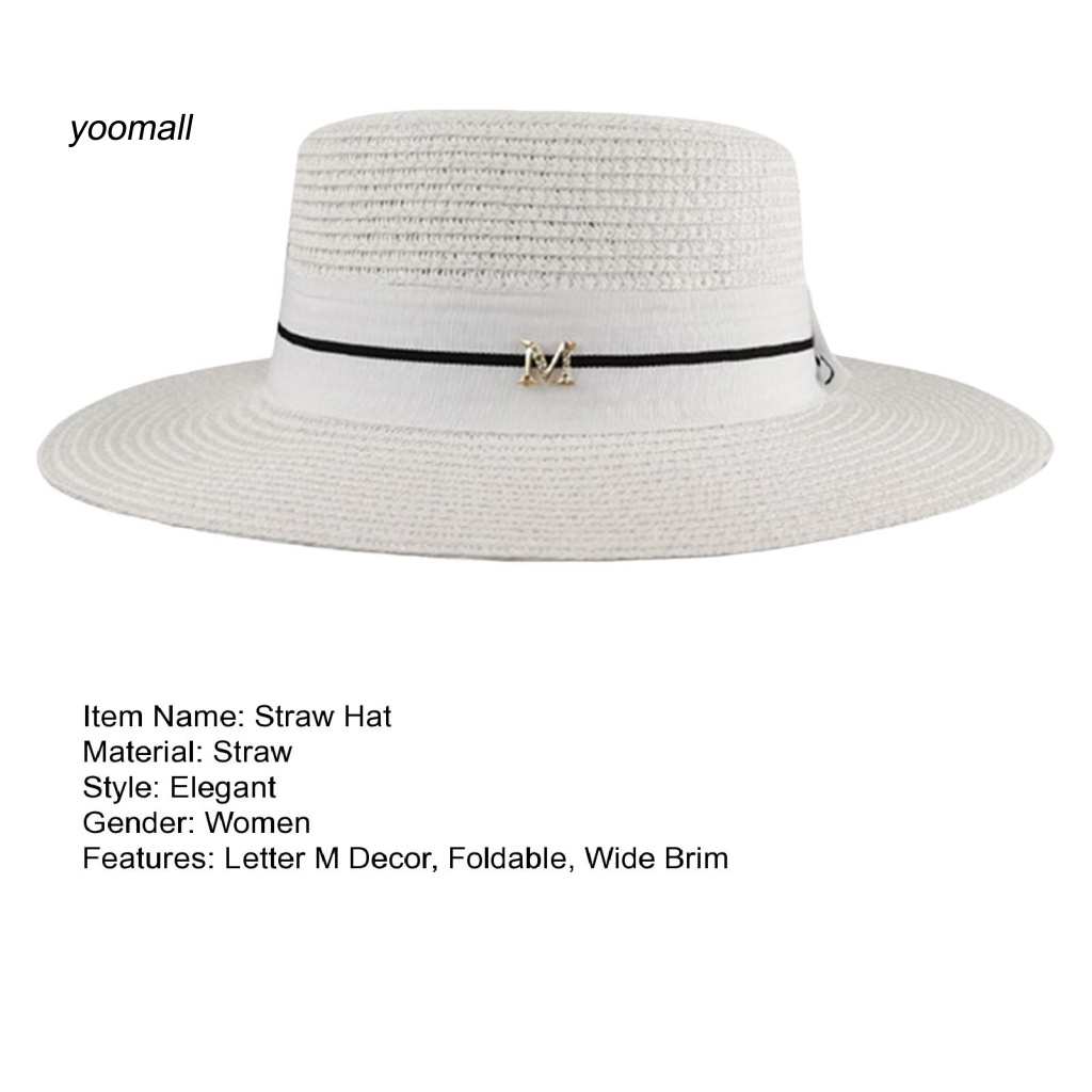 Nón Cối Rộng Vành Hoạ Tiết Chữ M Thời Trang Đi Biển Mùa Hè Cho Phái Nữ