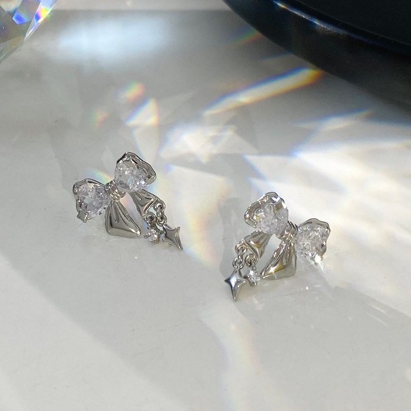 Khuyên Tai Tua Rua Thắt Nơ Đính Đá Zircon Sang Trọng Phong Cách Hàn Quốc Thời Trang 2023