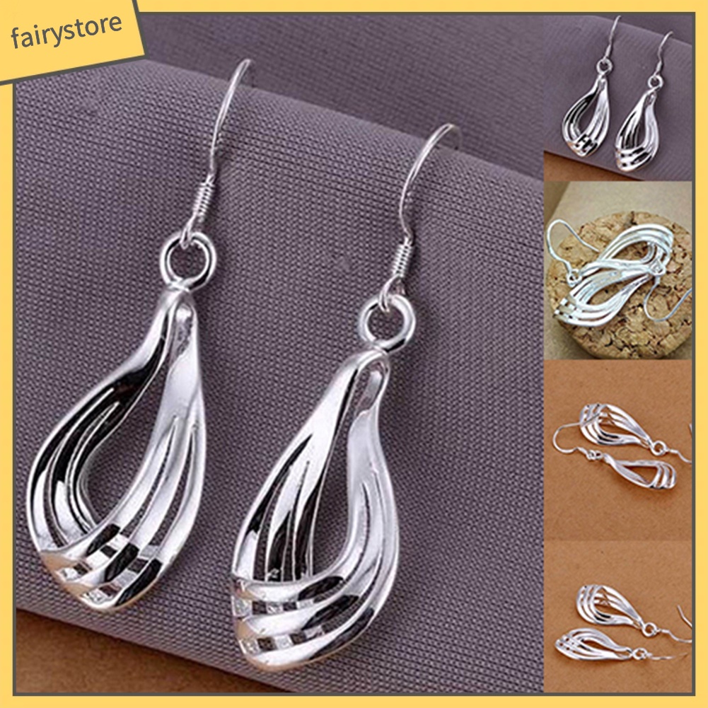 Bông Tai Mạ Bạc Hình Giọt Nước Thời Trang Dành Cho Nữ