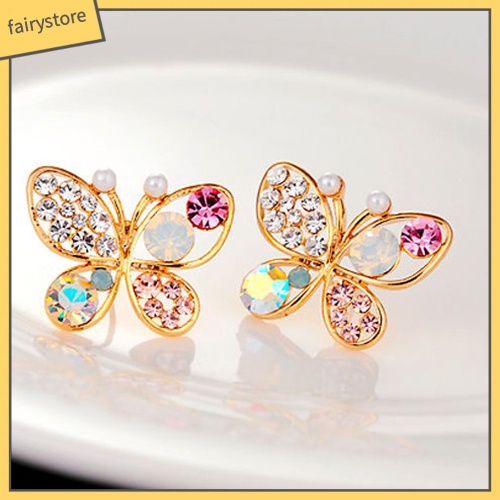 Bông Tai Hình Bướm Đính Đá Thời Trang Dành Cho Nữ