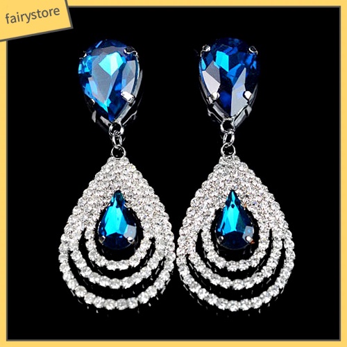 Bông Tai Hình Giọt Nước Đính Đá Thanh Lịch Dành Cho Nữ