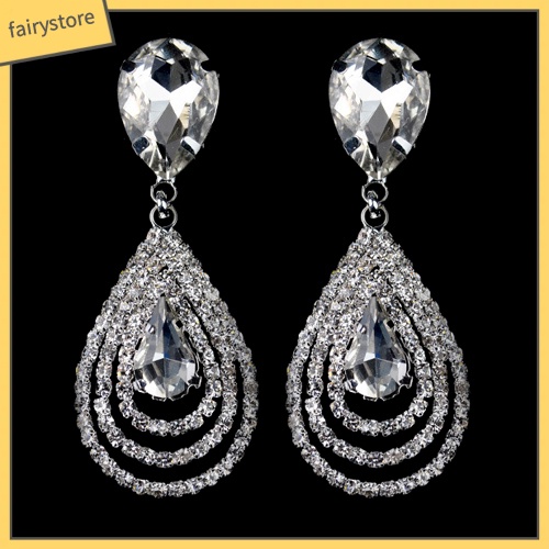 Bông Tai Hình Giọt Nước Đính Đá Thanh Lịch Dành Cho Nữ