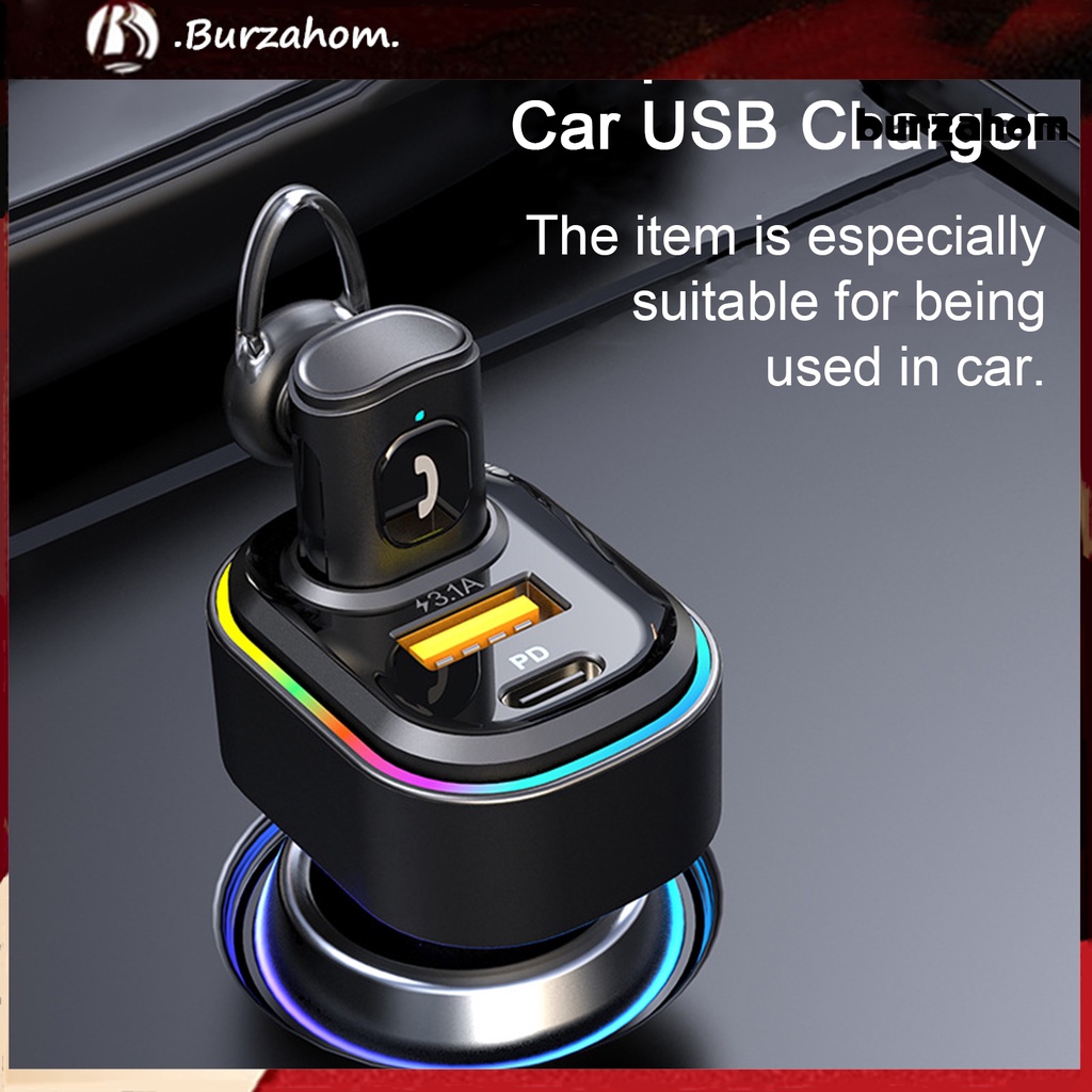 1 Bộ Sạc Nhanh PD Bluetooth 5.0 Type-C USB Tự Động Sạc Nhanh Điều Khiển Bằng Giọng Nói Cho Xe Hơi