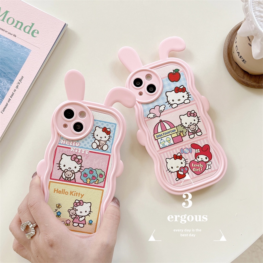 Ear CaseỐp Điện Thoại TPU Mềm Họa Tiết Mèo Kitty Dễ Thương Dành Cho IPhone 14 13 12 11 Pro Max X XR Xs Max
