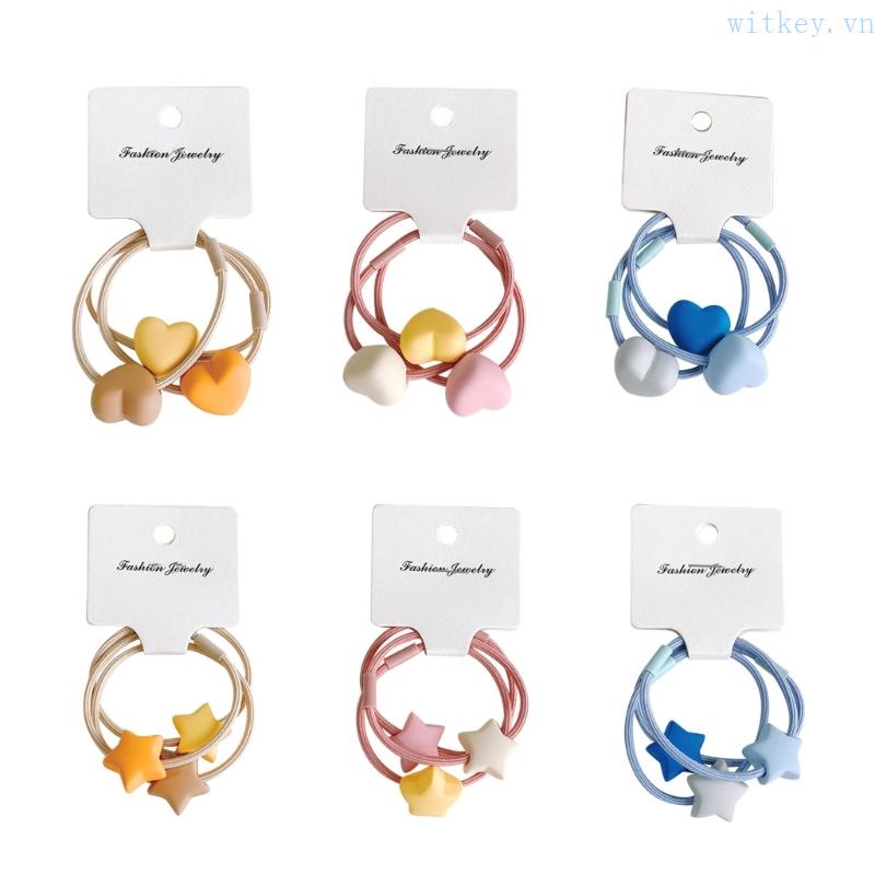 Dây Cột Tóc Đuôi Ngựa Co Giãn Hình Ngôi Sao / Trái Tim Nhiều Màu Sắc Cho