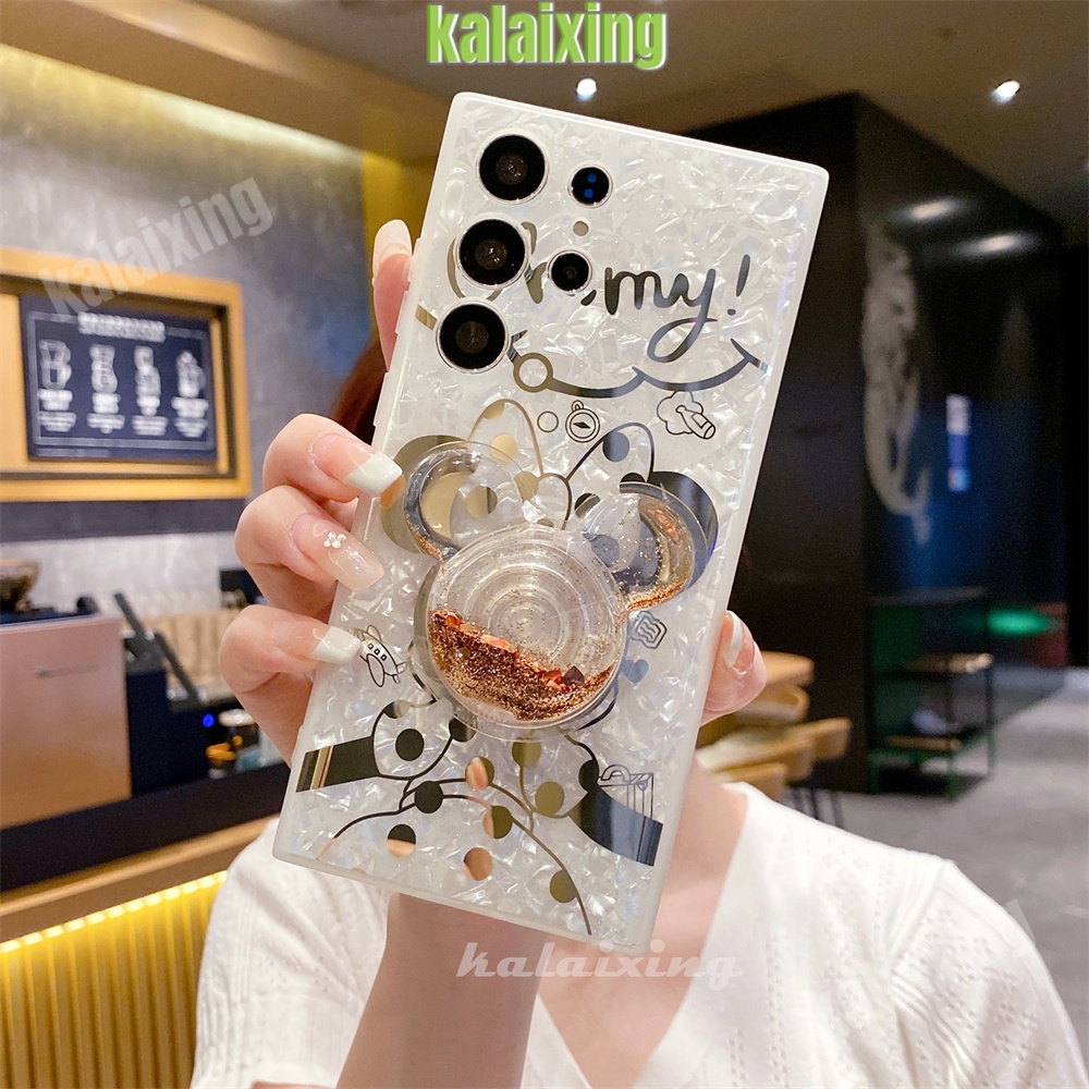 Ốp Điện Thoại Dẻo Họa Tiết Hoạt Hình Mickey Minnie Kèm Giá Đỡ Cho Samsung Galaxy S21 Plus S22 / S23 / Ultra Plus