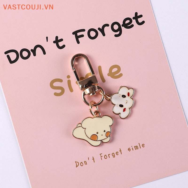 Móc Khóa Hình Thỏ / Gấu Bông VASTJI Kiểu Hàn Quốc Dễ Thương