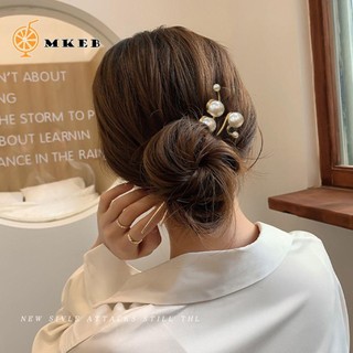 MKEB Trâm cài tóc hợp kim đính ngọc trai nhân tạo phong cách Hàn Quốc dành cho nữ