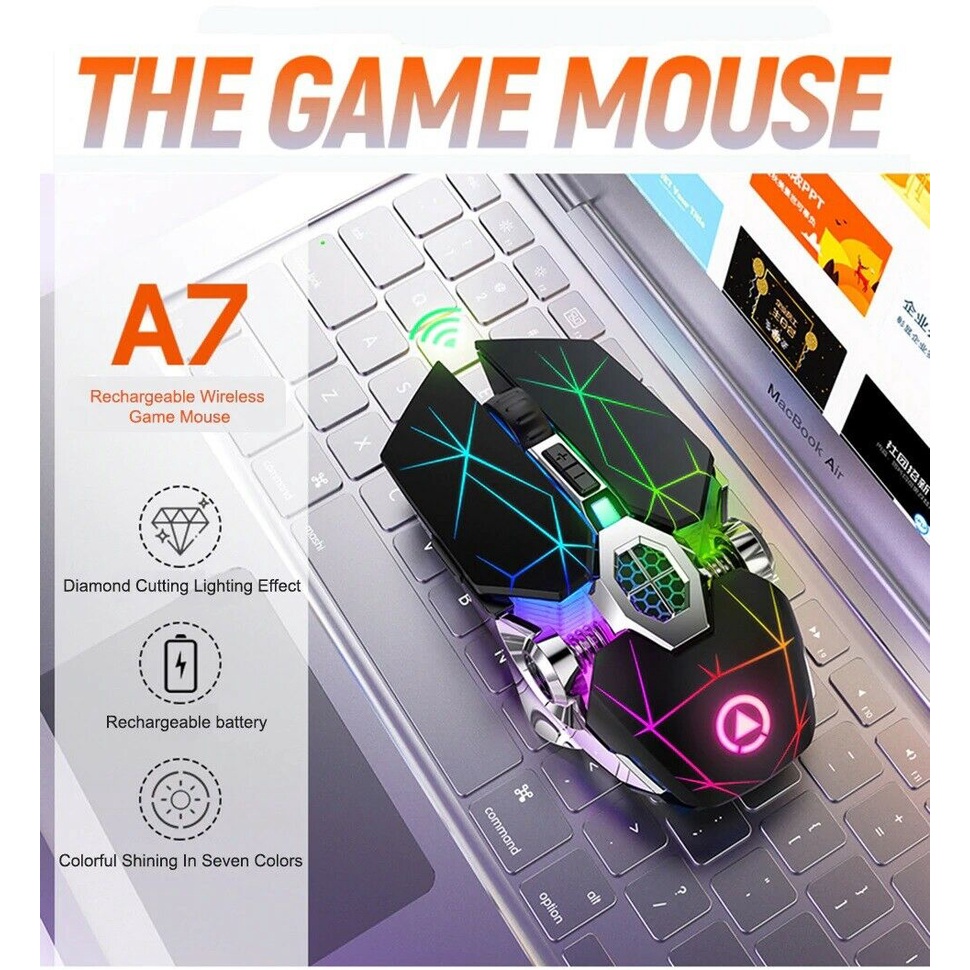 Chuột gaming 2.4g 1600dpi 7 MàU Với ĐèN led NềN Cho laptop luyoo27