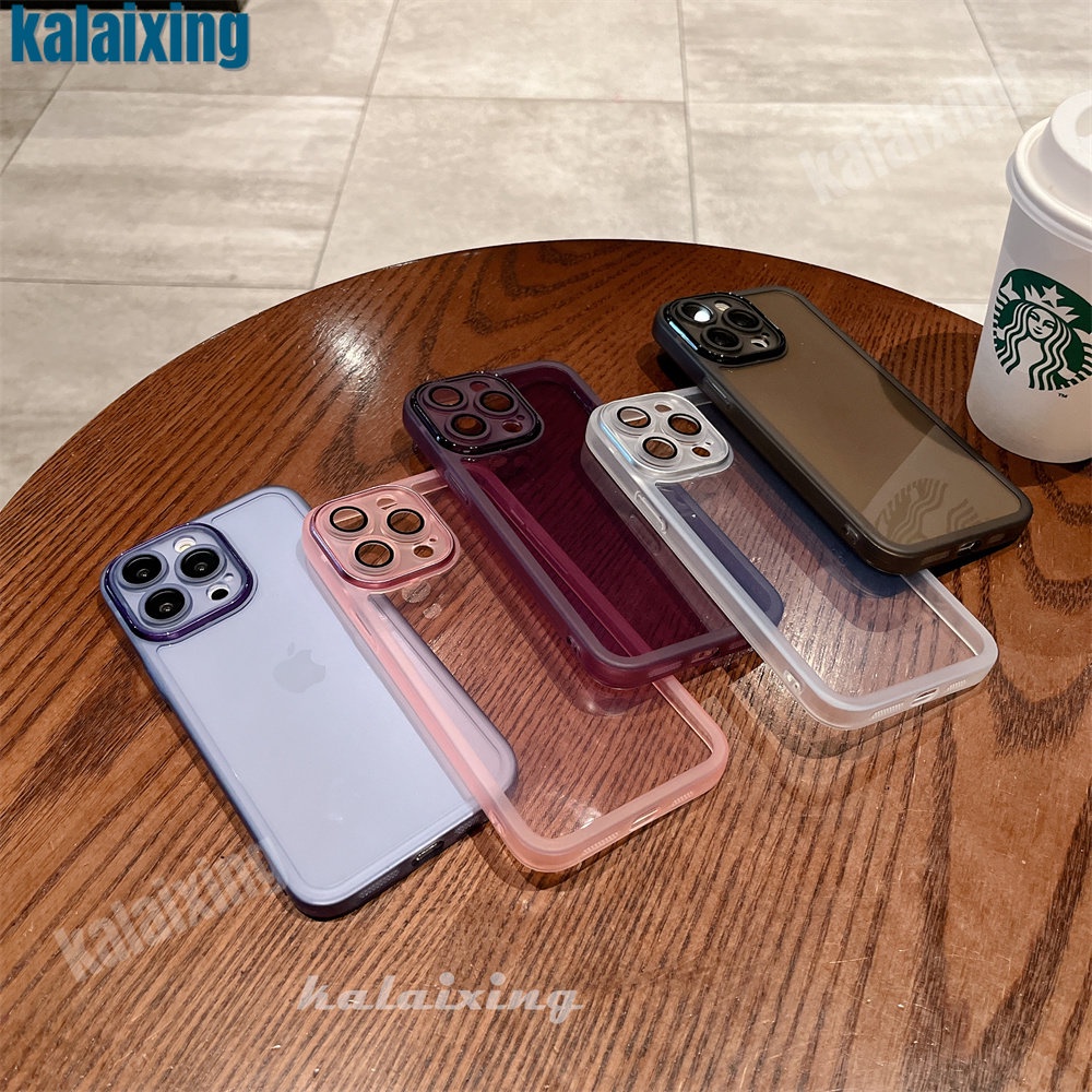 Ốp Điện Thoại Mềm Trong Suốt Chống Sốc Có Kính Bảo Vệ Ống Kính Sang Trọng Cho iPhone 14 13 12