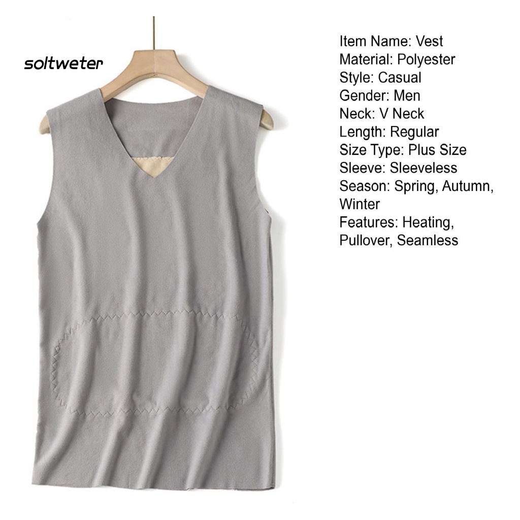 St Áo Vest Sưởi Ấm Tự Động Không Tay Cổ Chữ V Giữ Ấm Bụng Plus Size Hai Mặt Không Dùng Điện Cho Nam Trong Wea