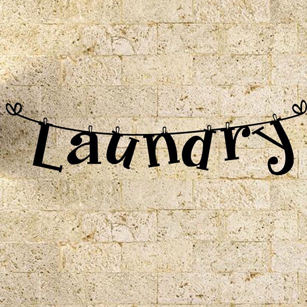 Miếng Dán Tường Trang Trí In Chữ Laundry Thời Trang Tháo Rời Được