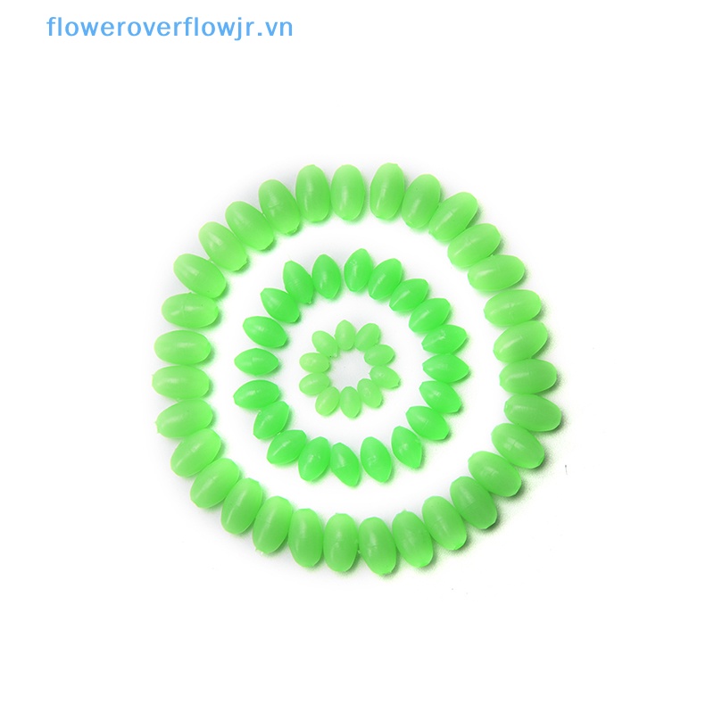 100 Hạt Xỏ Lỗ Hình Oval Mềm Phát Sáng Kích Thước 5mm / 8mm / 10mm Dùng Trong Câu Cá