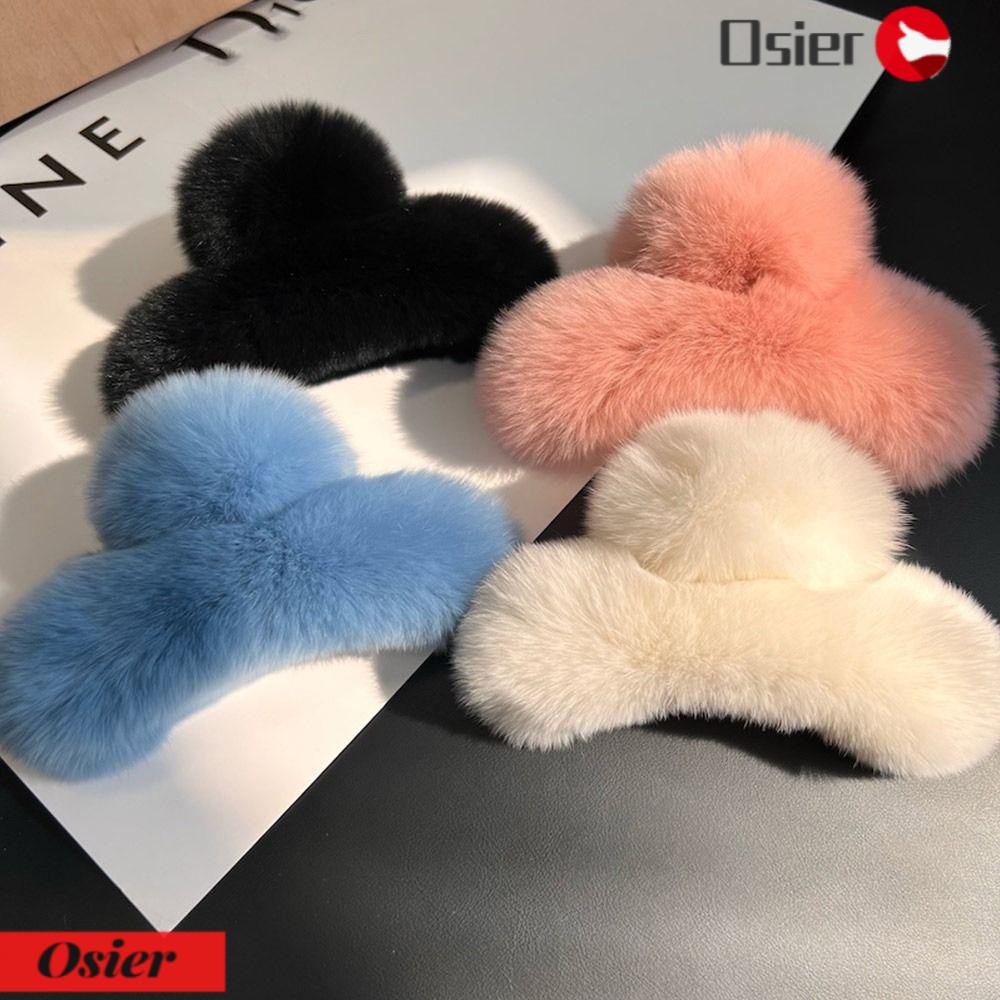 Kẹp Tóc Cỡ Lớn Đính Lông Thỏ Dễ Thương Thời Trang Thu Đông 1