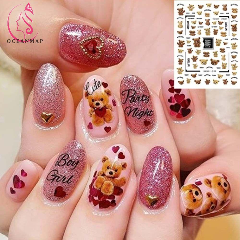 Sticker Trang Trí Móng Tay Hình Gấu Đáng Yêu 3D DIY