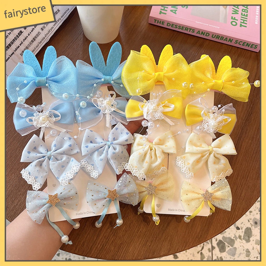 1 Bộ Kẹp Tóc Nơ Mềm Mại Co Giãn Thoải Mái Cho Bé Gái