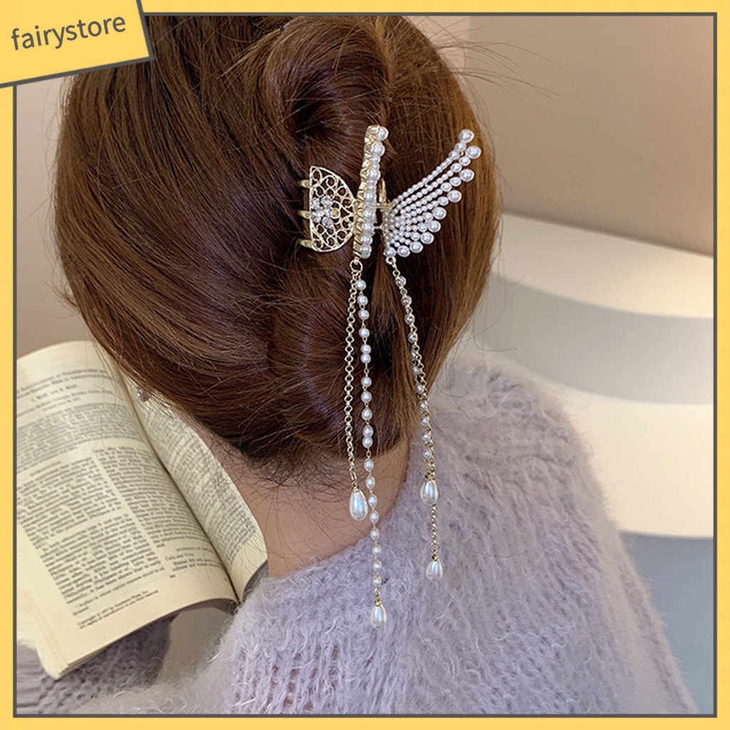 Kẹp Tóc Hình Bướm Đính Ngọc Trai Giả Thanh Lịch